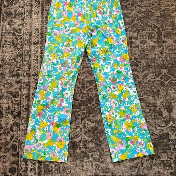 Women's Zara Floral Printed Linen Blend‎ Flare Trousers  Size 4 New with Tags - Picture 13 of 14